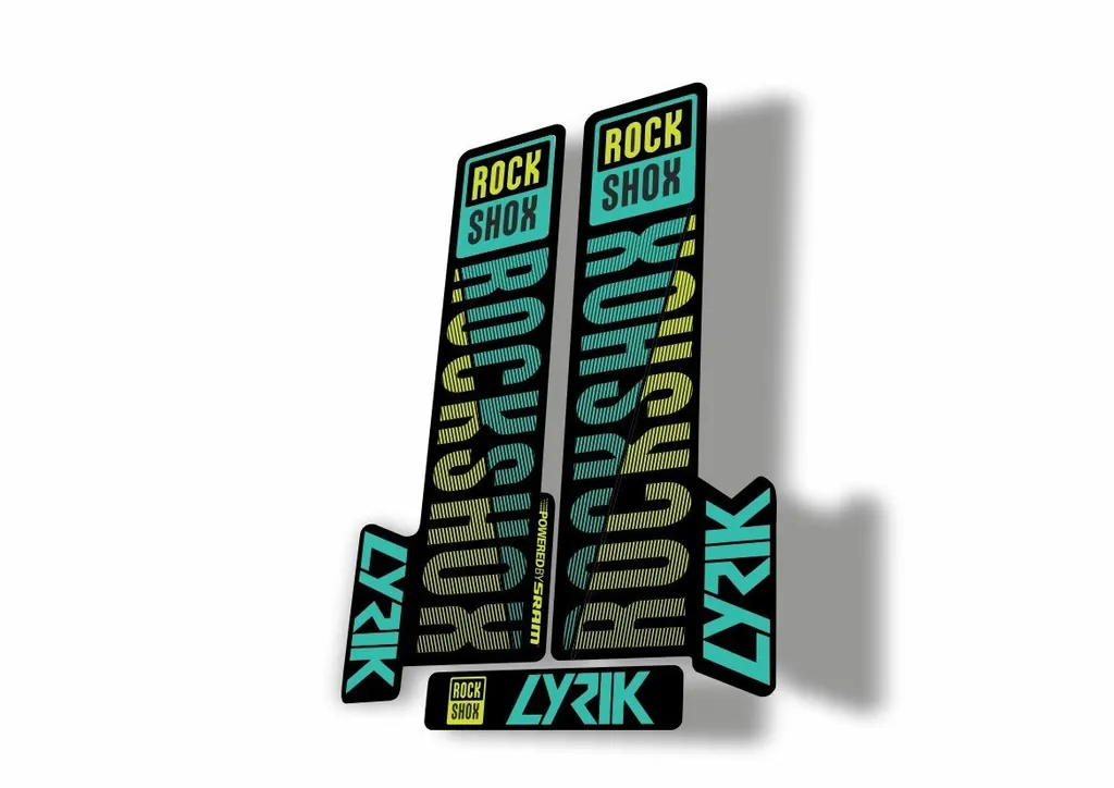 Rock Shox LYRIK 2018 Mountain Bike Cycling Decal Kit Sticker Yellow Dolphin - 1