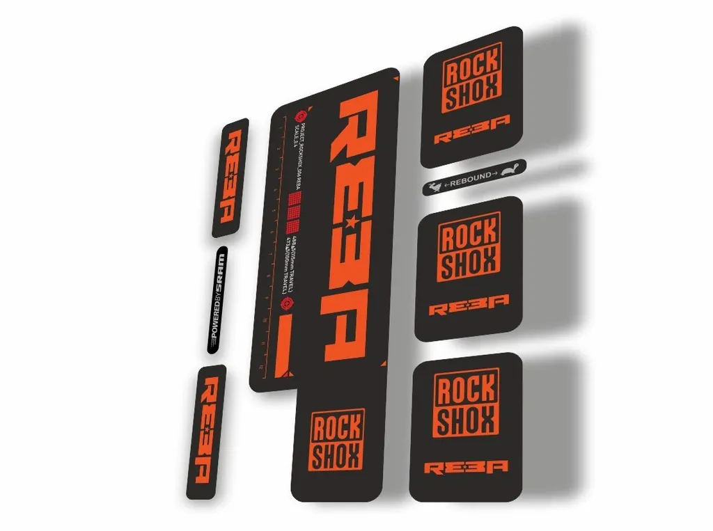 Rock Shox REBA 2009 Fork Decal Kit Mountain Bike Cycling Sticker Adhesive Orange - 1