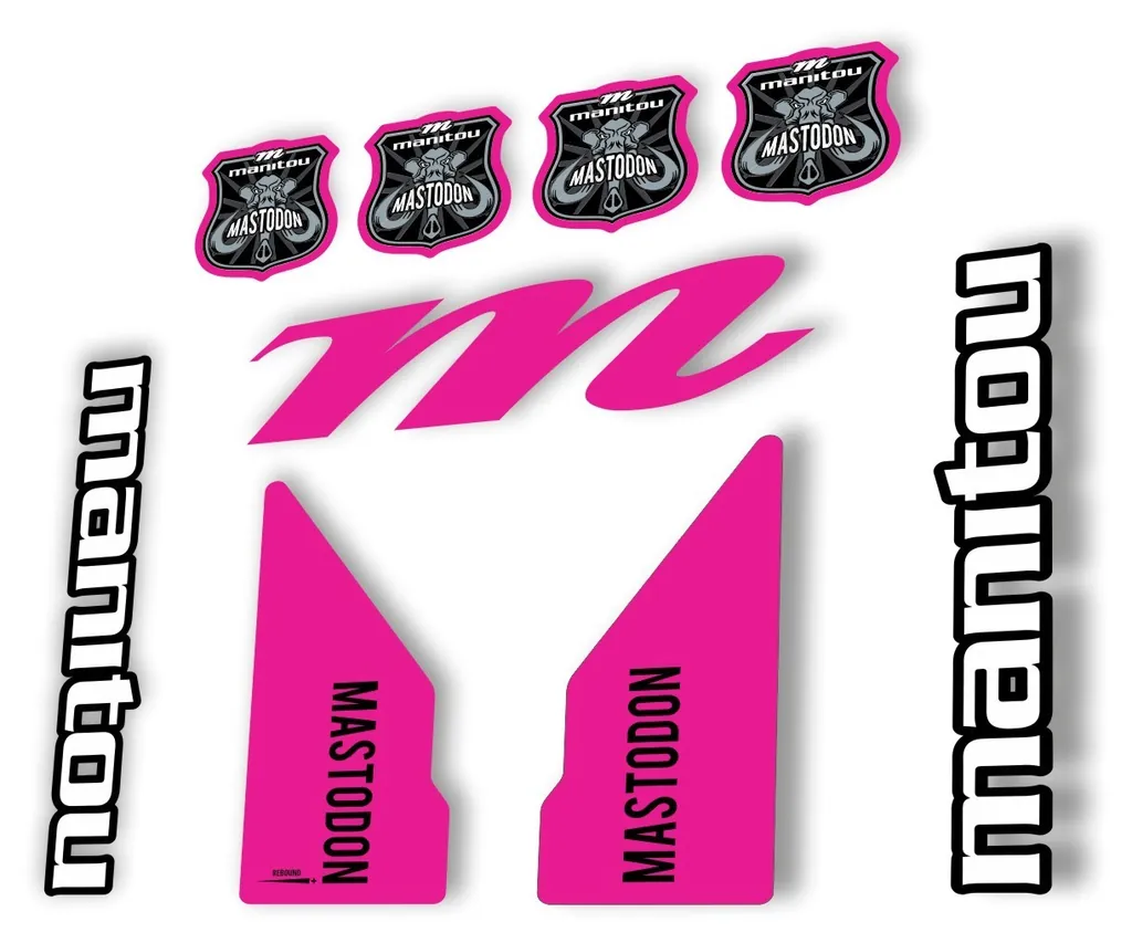 Manitou Mastadon 2017 Fork Suspension Decal Kit Sticker Set Pink - 1