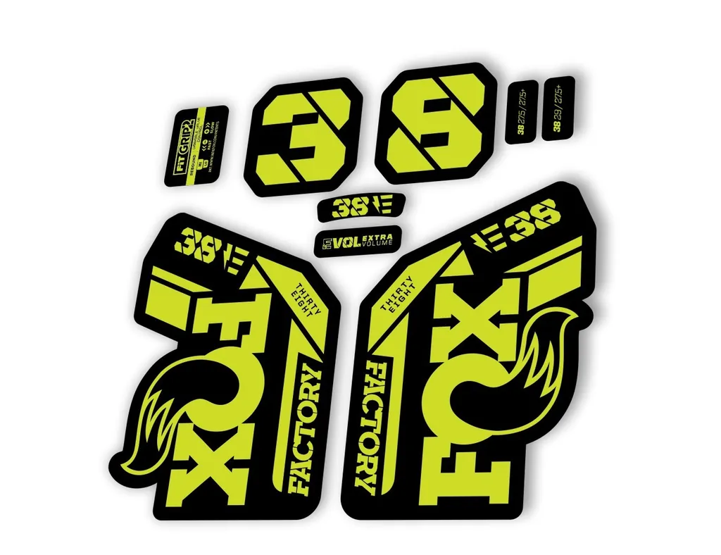 FOX 38 2021 E Bike Forks Suspension Factory Decal Sticker Adhesive Lime Green - 1