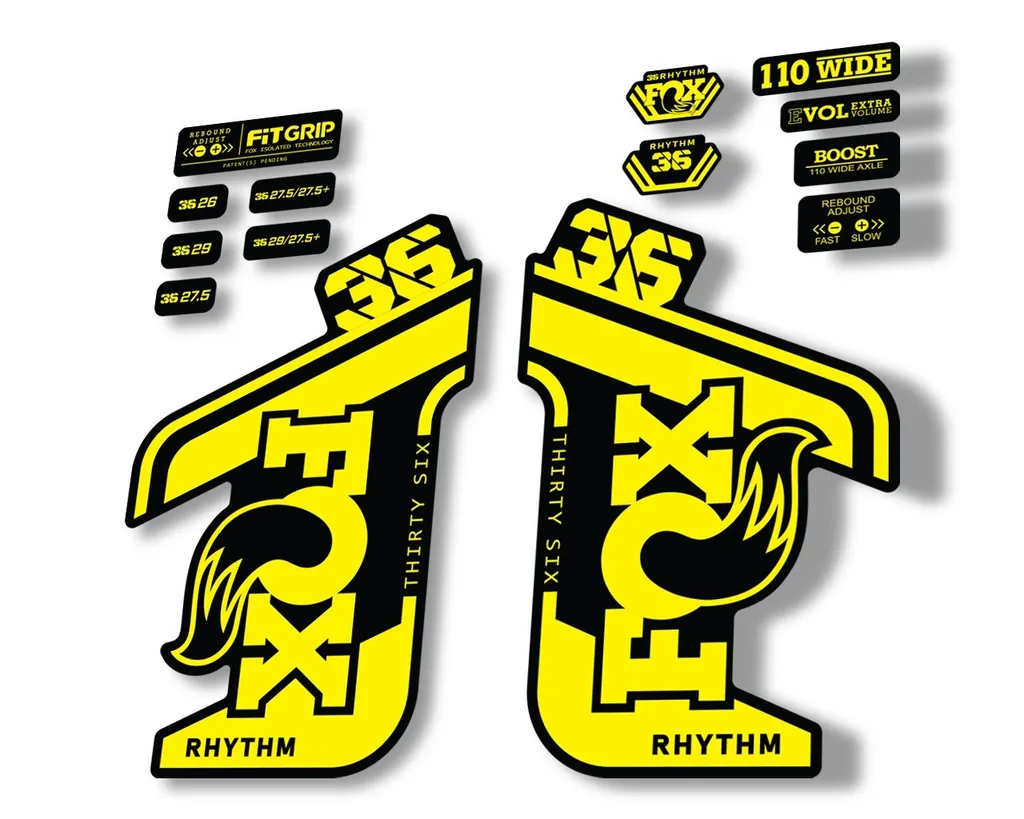 FOX 36 RHYTHM 2021 Forks Suspension Factory Decal Sticker Adhesive Yellow - 1