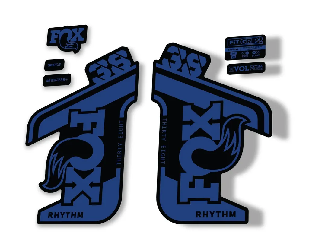 FOX 38 RHYTHM 2021 Fork Suspension Factory Sticker MTB Decal Adhesive D. Blue - 1