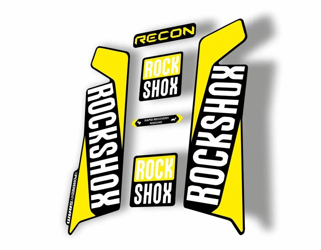 Rock Shox RECON 2016-17 Mountain Bike Cycling Decal Kit Sticker Adhesive Yellow - 1