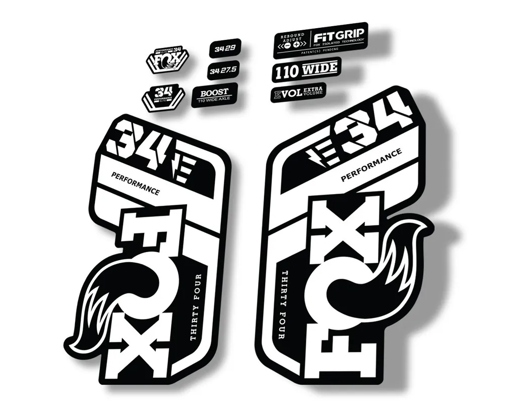 FOX 34 Performance E Bike 2021 Factory Fork Decals Suspension Sticker White - 1