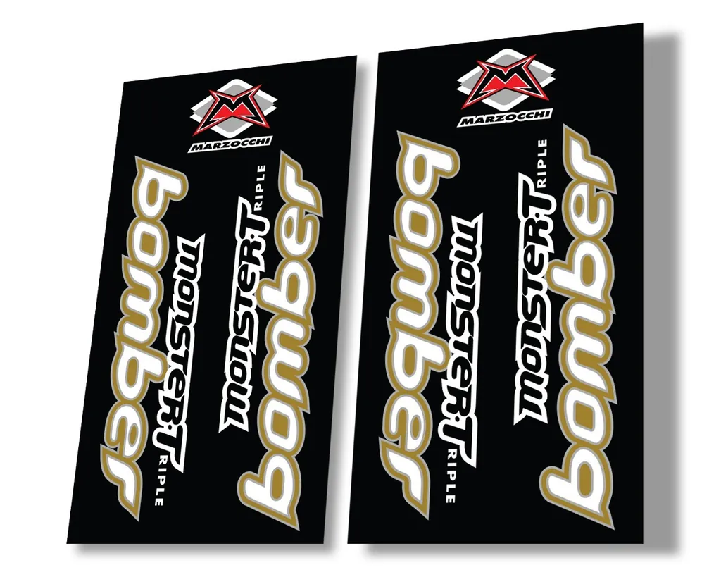 Marzocchi Bomber Monster Triple 1999 Suspension Decal Kit Sticker Set Gold - 1