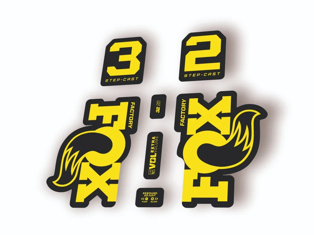 Fox 32 Step Cast 2025 Fork Suspension Factory Decal Sticker Adhesive Yellow - 1