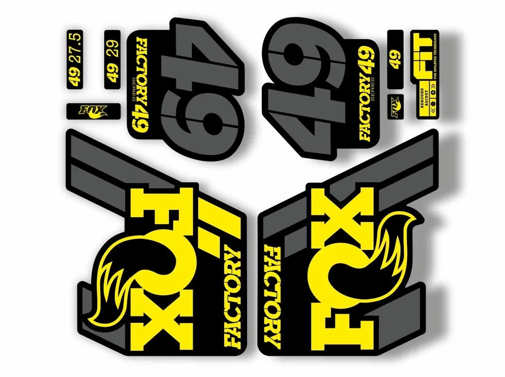 FOX 49 Float 2018-19 Forks Suspension Factory Decal Sticker Adhesive Yellow Gray - 1