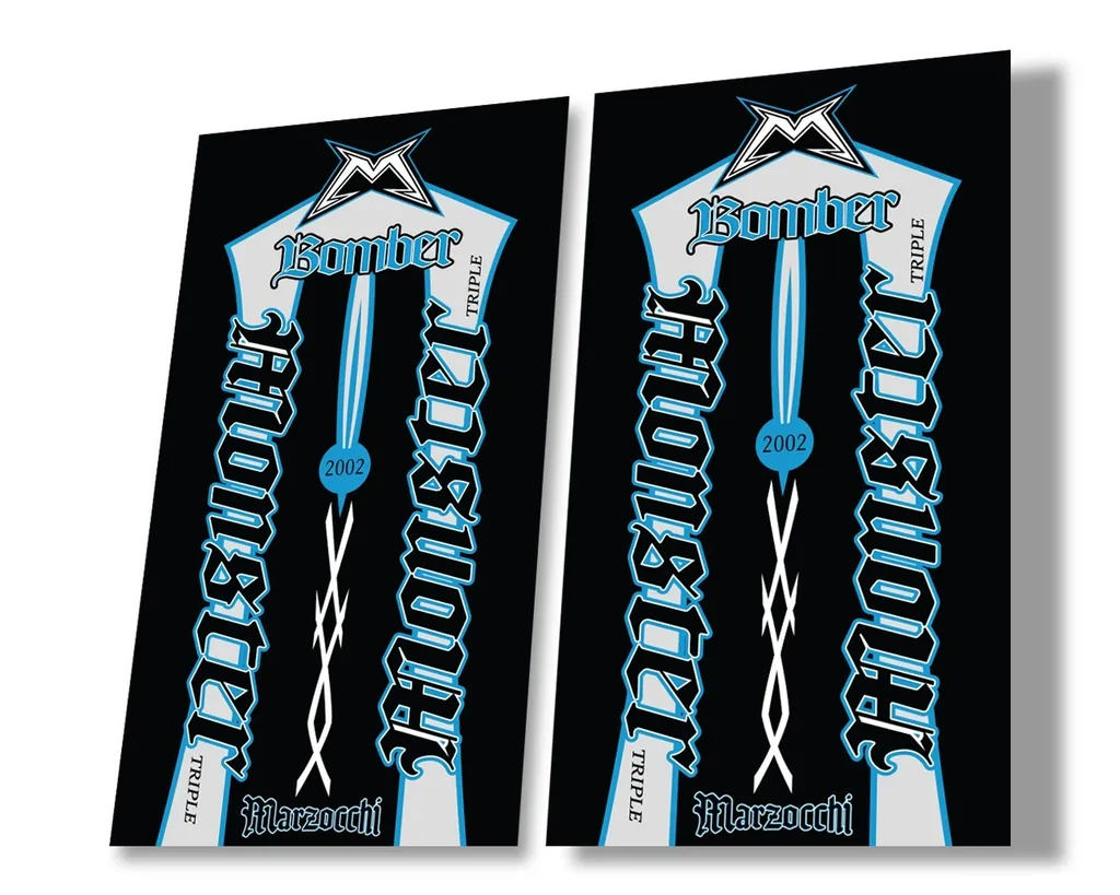 Marzocchi Bomber Monster 2002 Suspension Decal Kit Sticker Adhesive Blue - 1