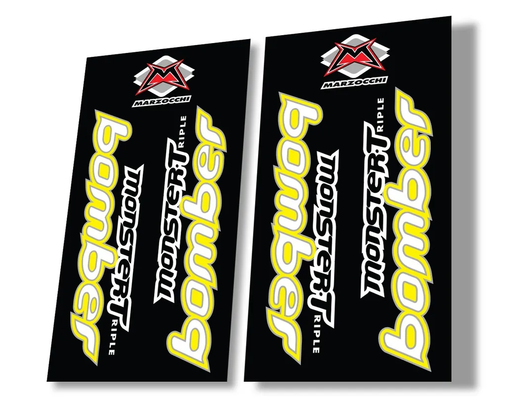 Marzocchi Bomber Monster Triple 1999 Suspension Decal Kit Sticker Set Yellow - 1