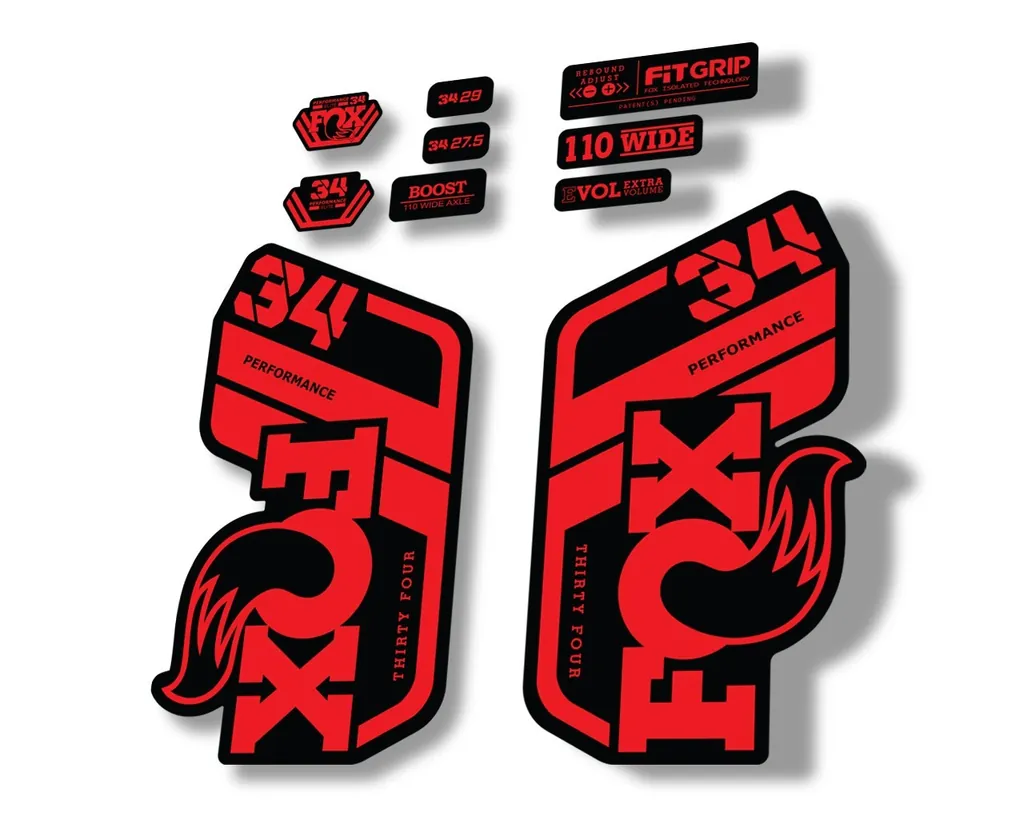 FOX 34 Performance 2021 Factory Fork Decals Suspension Sticker Red - 1