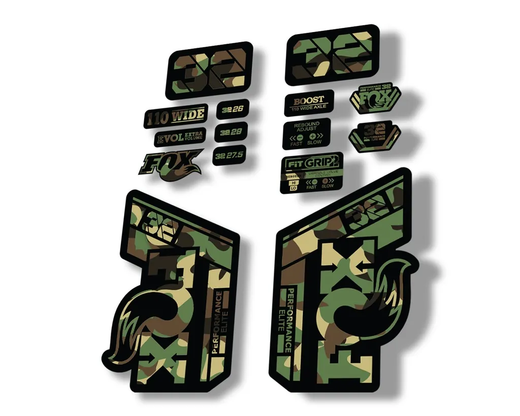 FOX 32 Performance Elite 2021 Factory Fork Decals Suspension Sticker Camo - 1