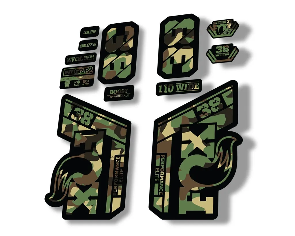 FOX 38 Performance Elite 2021 Forks Suspension Factory Decal Sticker Camo - 1