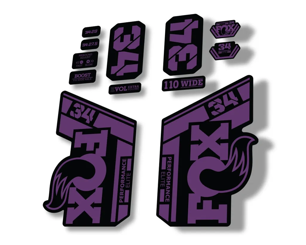 FOX 34 Performance Elite 2021 Factory Fork Decals Suspension Sticker Purple - 1