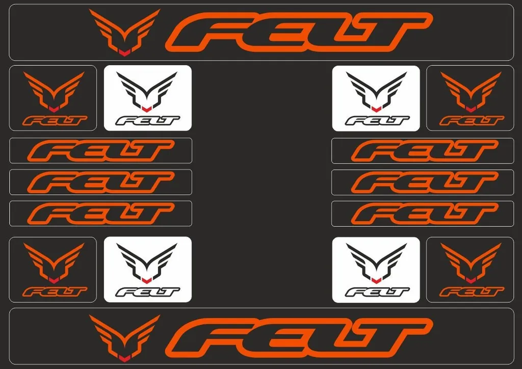 Bicycle Vinyl Frame Stickers – Compatible with FELT Bikes Orange 16 Pcs - 1