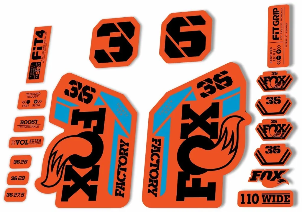 FOX 36 Factory 2021 Federgabel Aufkleber Set MTB Orange Blau - 1