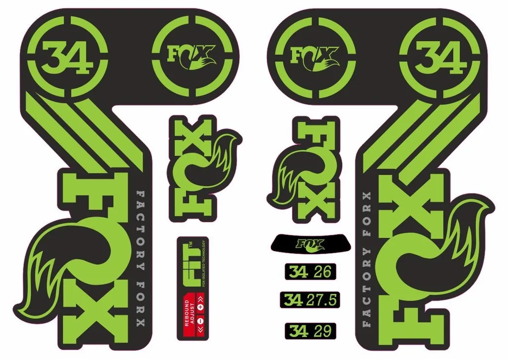 FOX 34 Heritage 2015 Fork Suspension Factory Decal Sticker Adhesive Green - 1