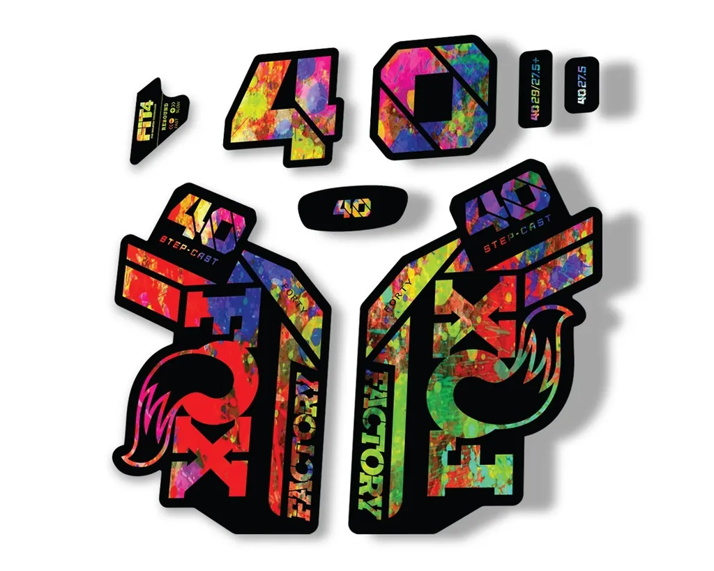 FOX 40 Step Cast SC 2021 Factory Fork Decals Suspension Sticker Oil Slick - 1