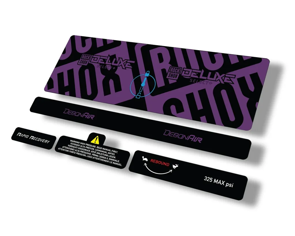 Rock Shox 2021 Deluxe Select Plus Rear Shock Decal Sticker Adhesive Set Purple - 1