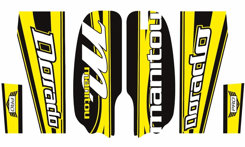 Manitou Dorado Pro Fork Suspension Graphic Decal Kit Sticker Set Yellow - 1