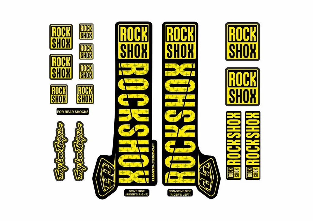 Rock Shox Troy Lee Fork Decal Mountain Bike Cycling Sticker Adhesive Yellow - 1