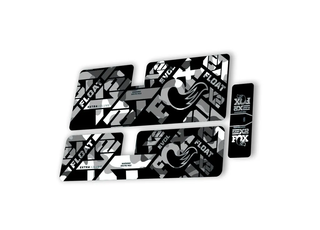 FOX Float X2 Performance 2021 Rear Shock Suspension Sticker Decal Kit White Camo - 1