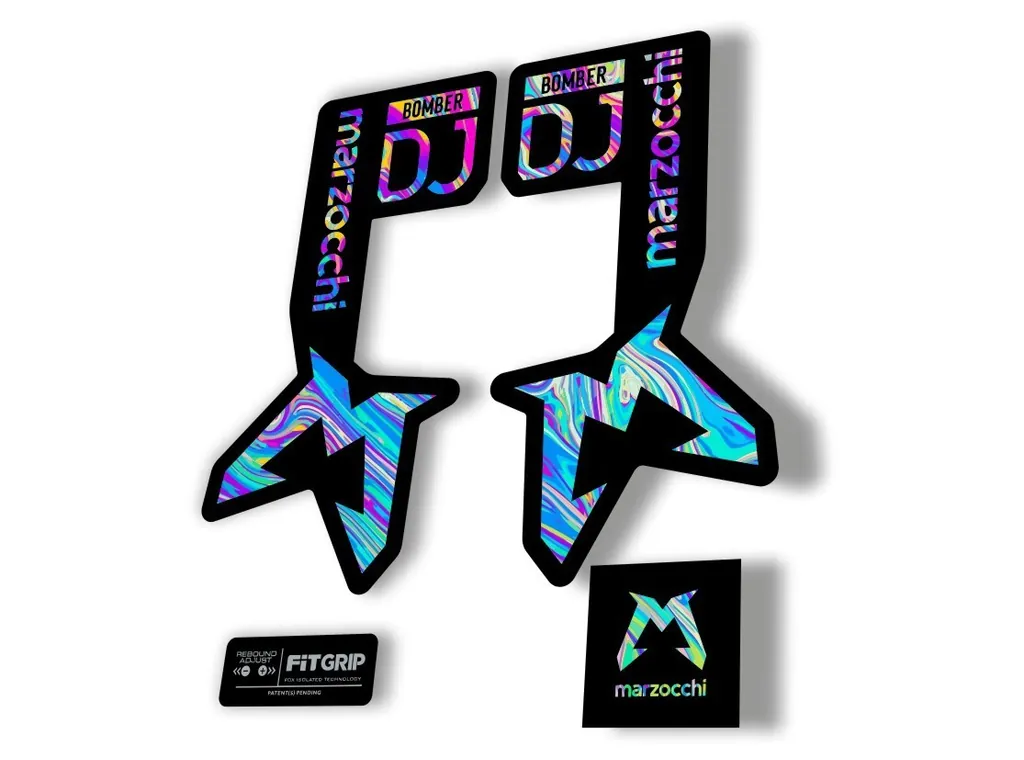 Marzocchi Bomber DJ 2025 Fork Suspension Sticker Decal Kit Adhesive Oil Slick 1 - 1