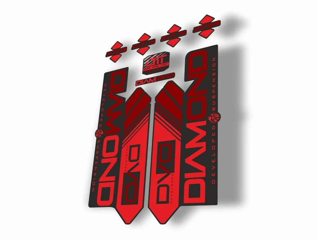 DVO 2016 Diamond 27.5 - 29 Fork Suspension Sticker Decal Kit Adhesive Red - 1