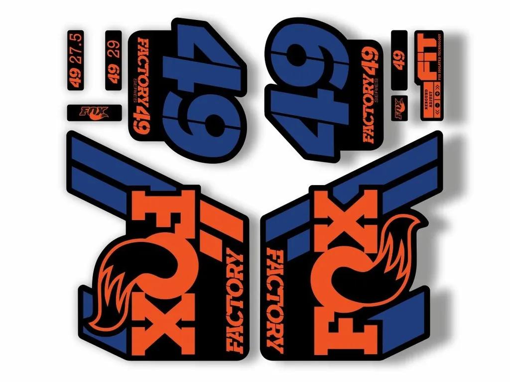 FOX 49 Float 2018-19 Forks Suspension Factory Decal Sticker Adhesive Orange Blue - 1
