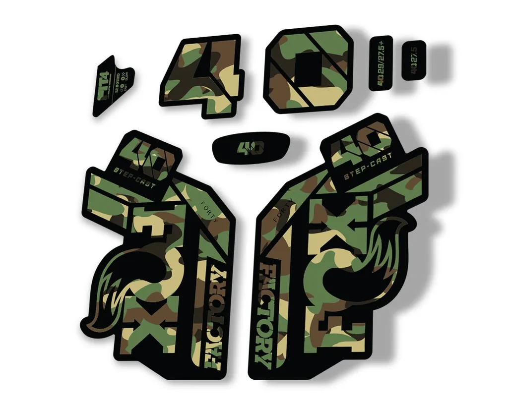 FOX 40 Step Cast SC 2021 Factory Fork Decals Suspension Sticker Adhesive Camo - 1