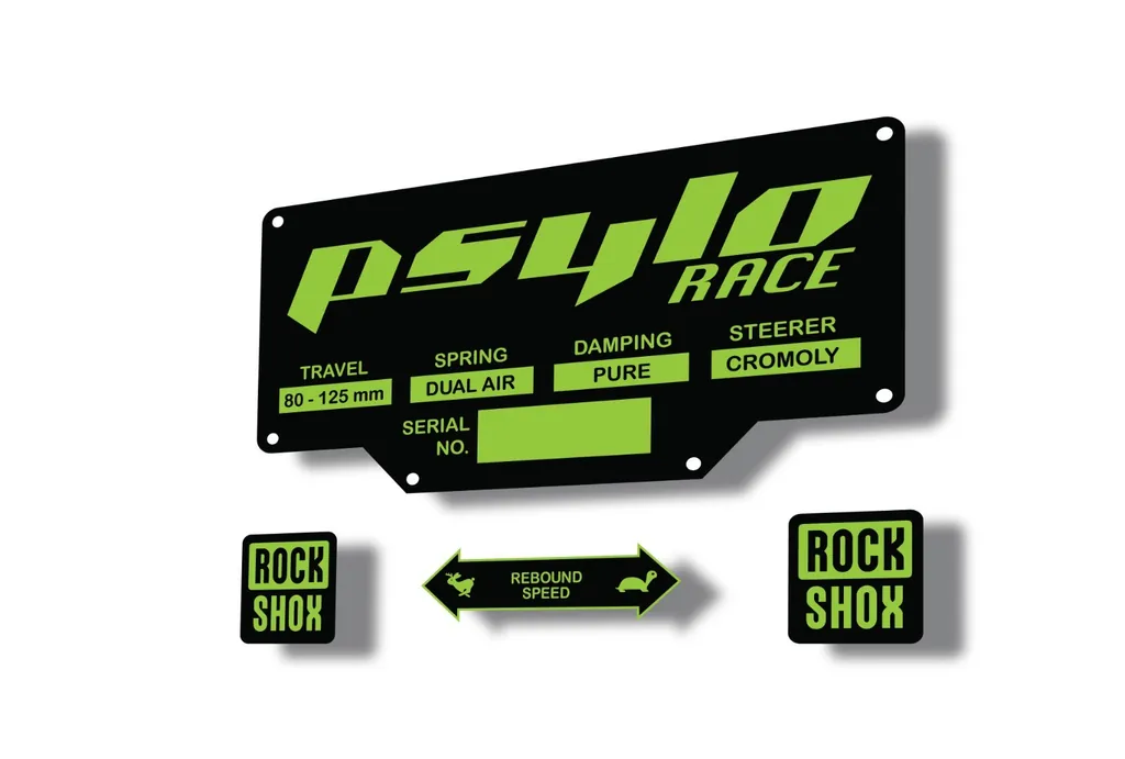 Rock Shox PSYLO RACE 2002 Mountain Bike Cycling Decal Kit Sticker Adhesive Green - 1