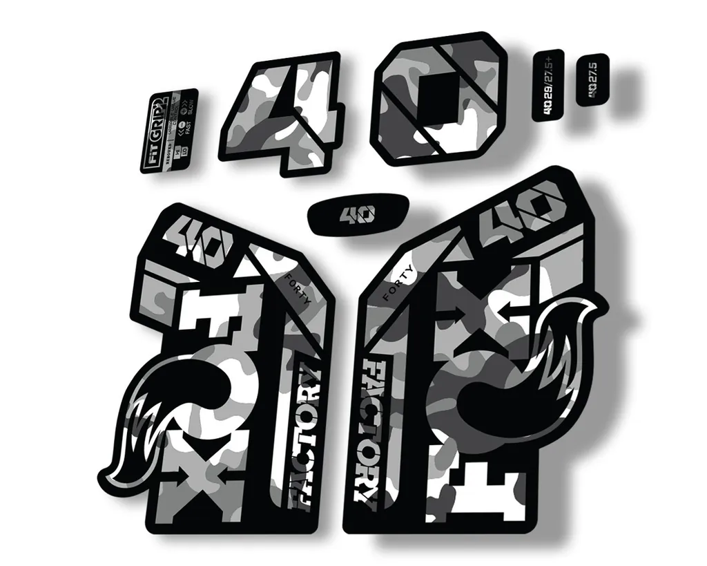 FOX 40 2021 Factory Forks Suspension Decals Sticker Set Adhesive White Camo - 1