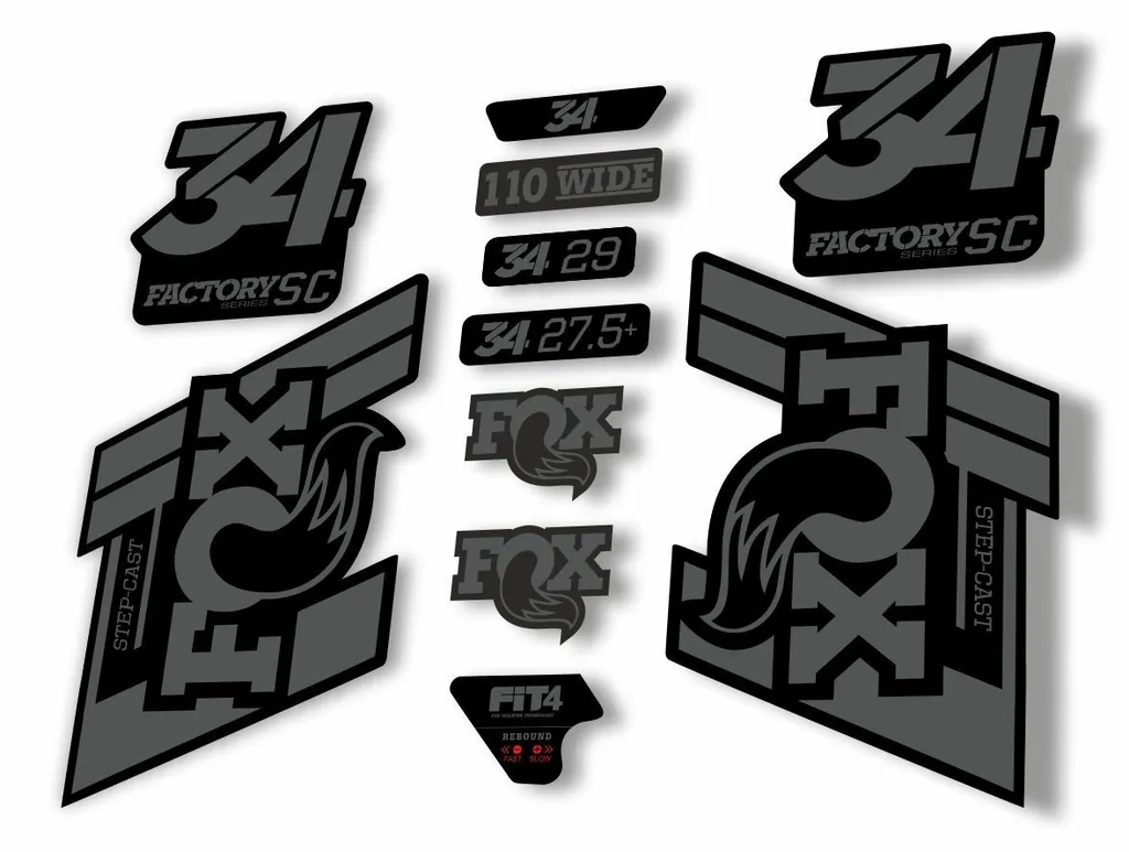 FOX 34 Step Cast SC 2019 Fork Suspension Factory Decal Stickers Adhesive Gray - 1