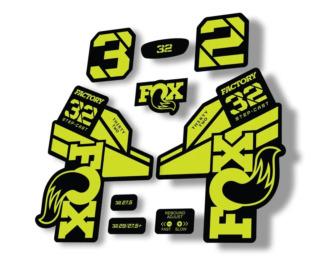 FOX 32 Step Cast 2021 Factory Fork Decals Suspension Sticker Lime Green - 1
