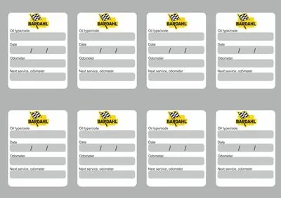 8x BARDAHL Oil Change Service Reminder Decals Stickers Adhesive Labels Die Cut - 1