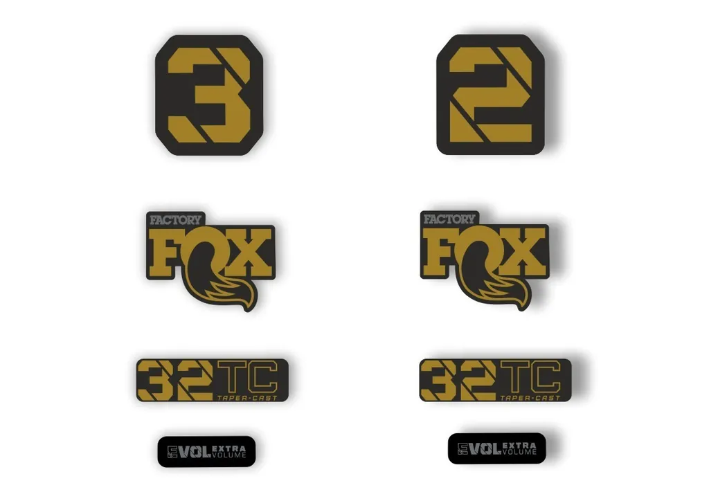 FOX 32 Taper Cast 2022 Factory Fork Decals Suspension Sticker Gold - 1