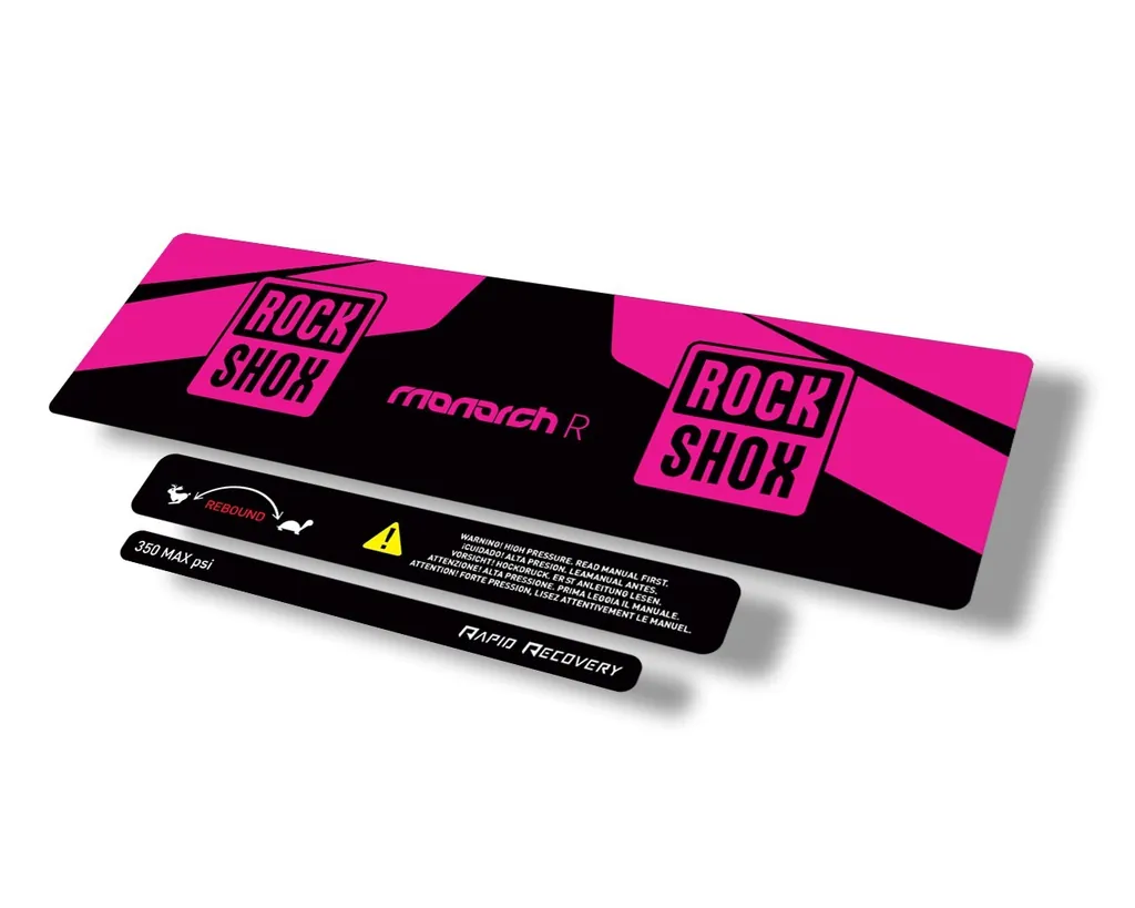 Rock Shox 2016 Monarch R Rear Shock Decal Sticker Adhesive Set Pink - 1