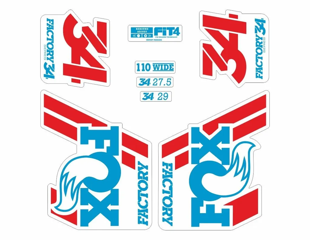FOX 34 Float 2018-19 Forks Suspension Factory Decals Sticker Adhesive Red Blue - 1