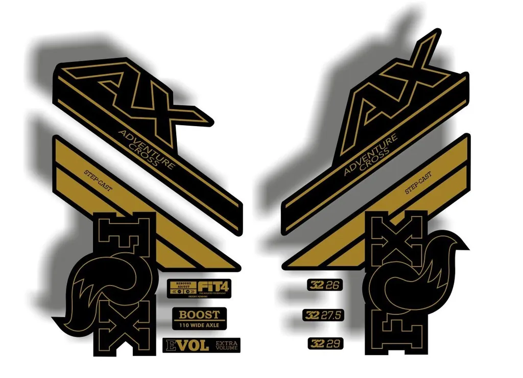 FOX Step Cast 2020 AX Adevnture Cross Fork Suspension Decals Sticker Gold - 1
