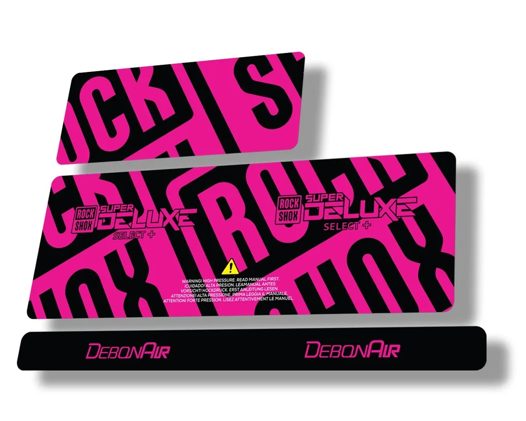Rock Shox Super Deluxe Select Plus 2020 Rear Shock Decal Sticker Set Pink - 1