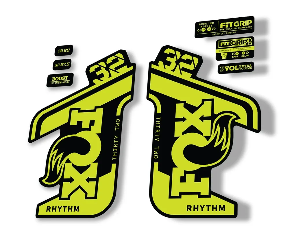 FOX 32 Rhythm 2021 Factory Fork Decals Suspension Sticker Lime Green - 1