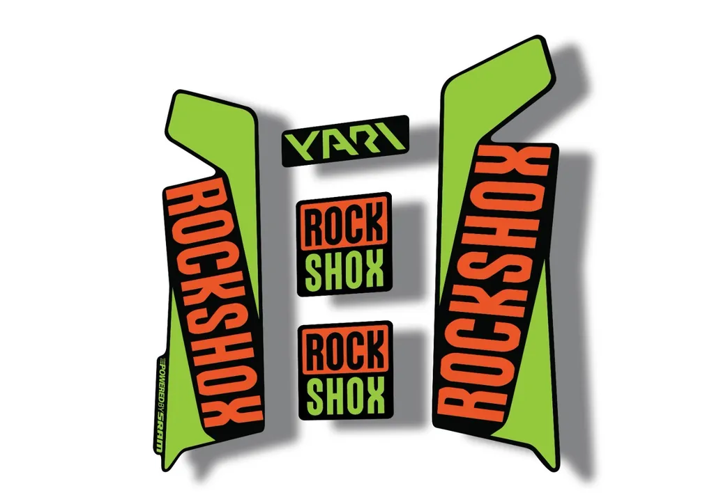 Rock Shox YARI 2017 Fork Decal Mountain Bike Cycling Sticker Orange Green - 1