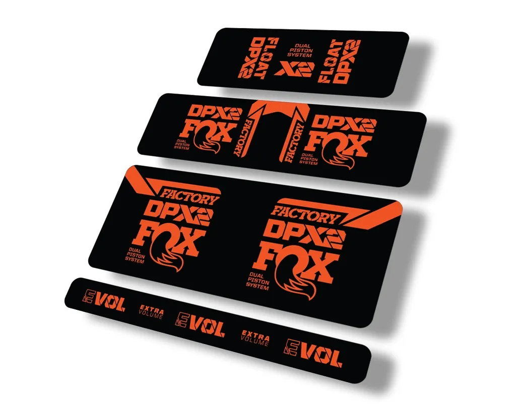 FOX Float DPX2 2021 Rear Shock Suspension Sticker Factory Decal Full Set Orange - 1