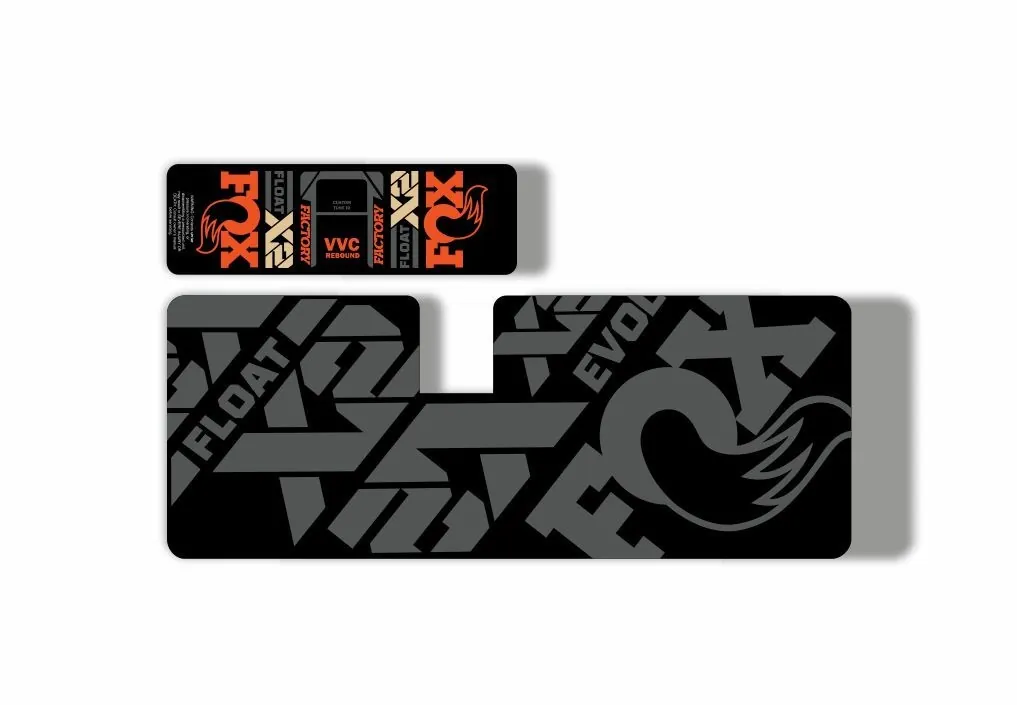 FOX Float X2 2021 MTB Rear Shock Suspension Sticker Adhesive Decal Gray Orange - 1