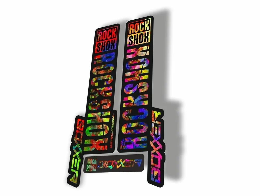 Rock Shox BOXXER 2019 Mountain Bike Cycling Decal Kit Sticker Adhesive Oil Slick - 1