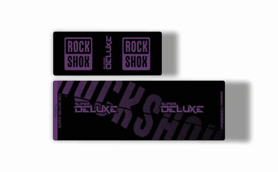Rock Shox Super Deluxe RC3 Rear Shock MTB Decal Sticker Adhesive Stealth Purple - 1