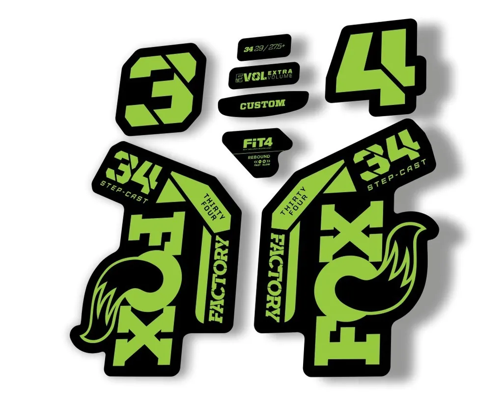 FOX 34 Step Cast SC 2023 Factory Fork Decals Suspension Sticker Green - 1