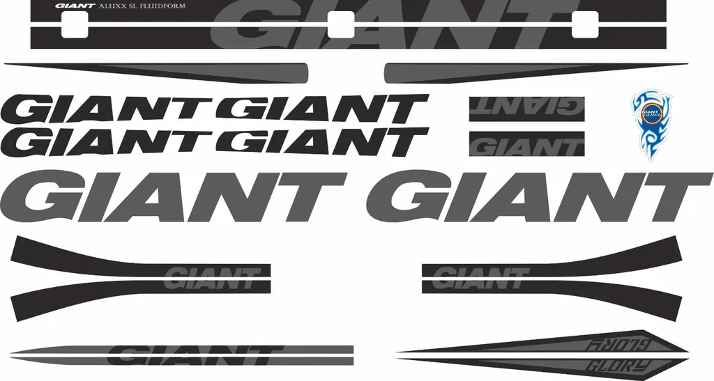 Bicycle Vinyl Stickers – Fits GIANT GLORY Bike Frames – Gray - 1