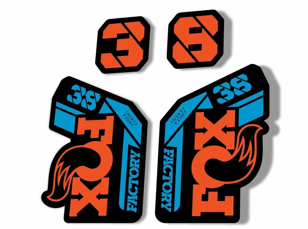 FOX 38 2021 Factory Forks Suspension Decals Sticker Set Adhesive Orange Blue - 1