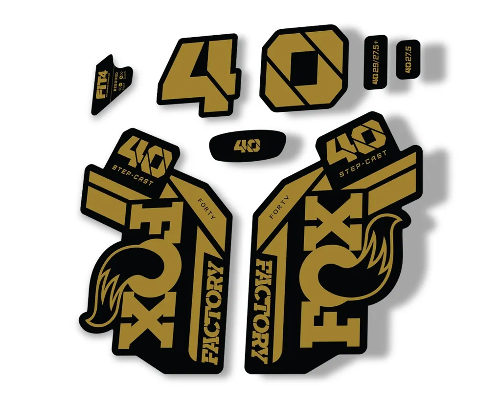 FOX 40 Step Cast SC 2021 Factory Fork Decals Suspension Sticker Adhesive Gold - 1