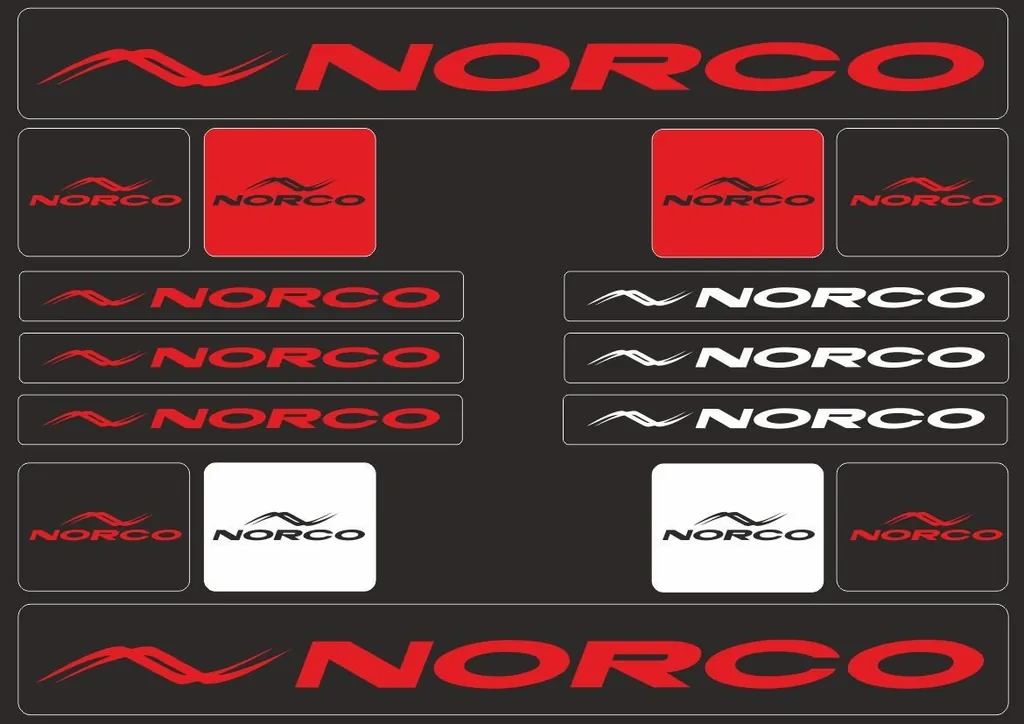 Bicycle Vinyl Stickers – Compatible with NORCO Mountain Bikes – Red - 1